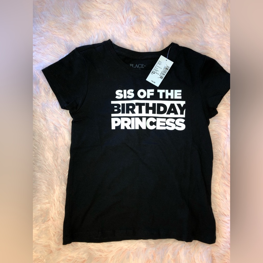 Children’s Place Black and White 'Sis of the Birthday Princess' Tee